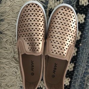 Rose gold slip on sneakers